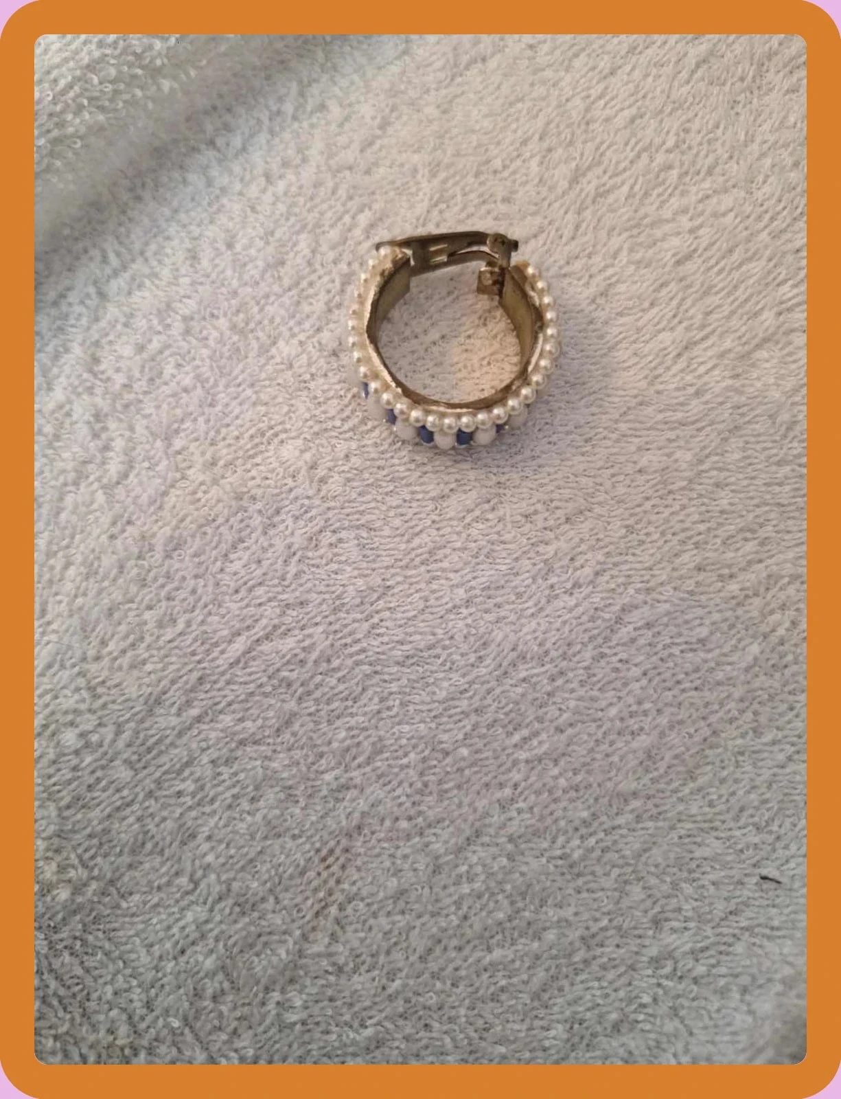 Anel largo vintage pérolas iriadas e azul rei – photo 2